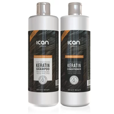 iCan London Keratin Shampoo and Conditioner Set (500ml each)