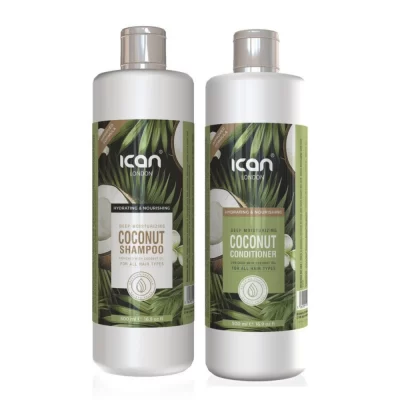 iCan London Coconut Shampoo and Conditioner Set (500ml each)