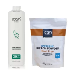 Cream Peroxide 9% – 30 Volume 1000ml + Rapid Blue Powder Bleach 500g Combo Set