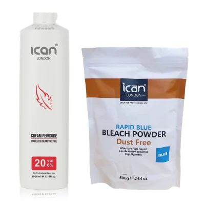 Cream Peroxide 20 Vol 6% 1000ml With Rapid Blue Powder Bleach Resealable Bag 500g Combo Set